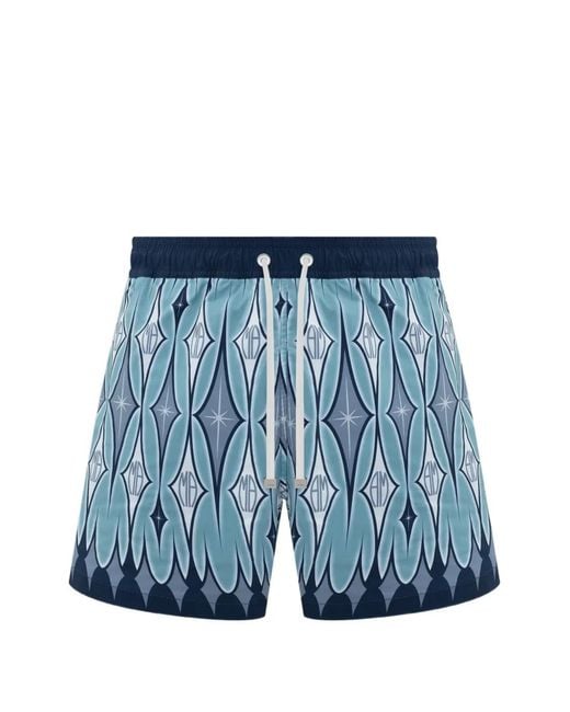 Amiri Blue Argyle Swim Trunks for men