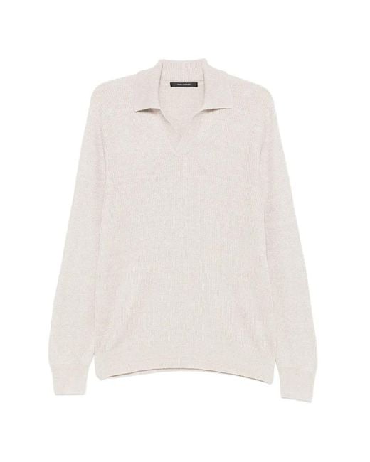 Tagliatore White Long-Sleeves Polo Shirt for men