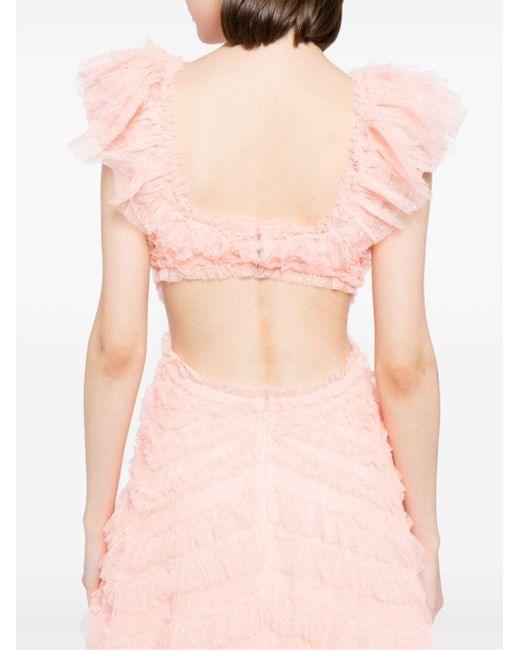 Needle & Thread Pink Lola Ruffled Midi Dress