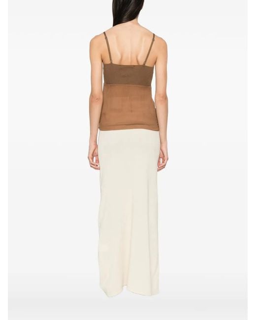 AYA MUSE Brown Aven Ribbed-Knit Cami Top