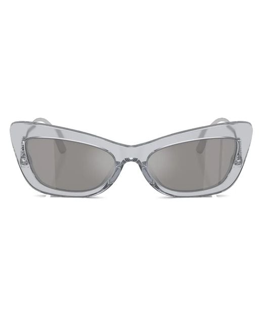 Dolce & Gabbana Gray Crystal Cat-Eye Sunglasses