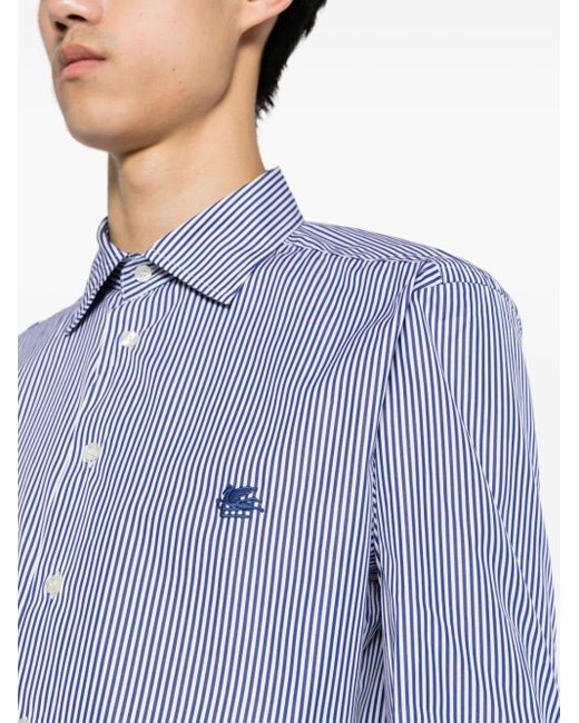 Camicia Pegaso a righe di Etro in Blue da Uomo