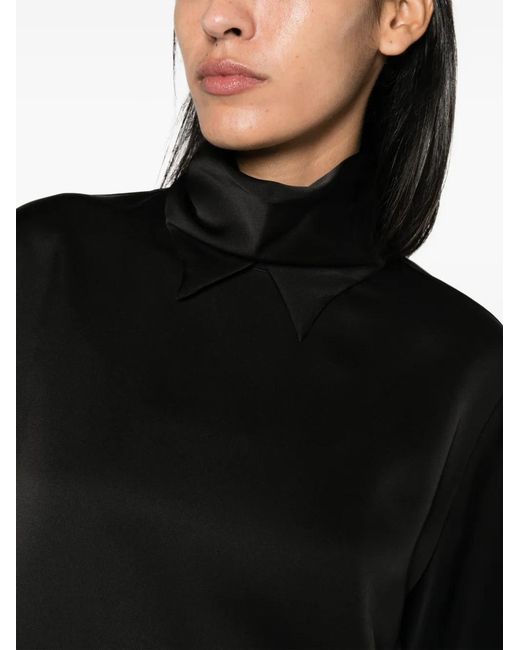 Emporio Armani Black Pointed High-Neck Blouse