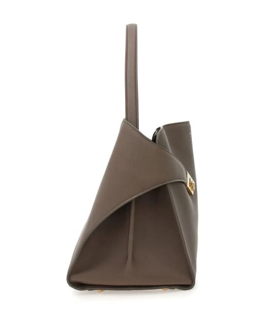 Ferragamo Brown Strukturierte Hug Tote Bag