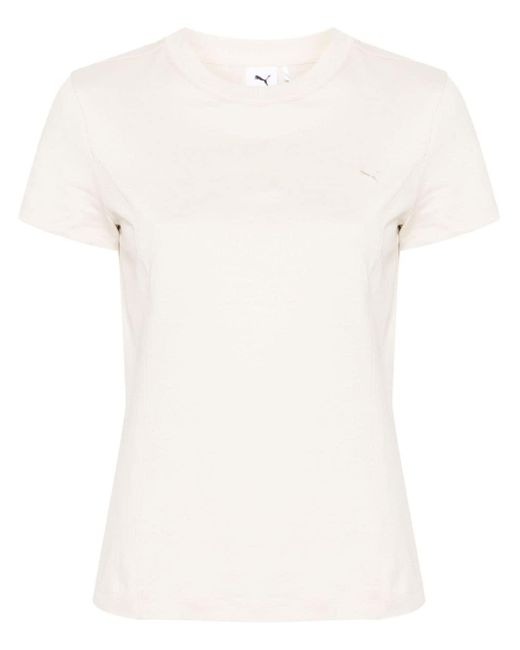 PUMA White Embroidered-logo T-shirt