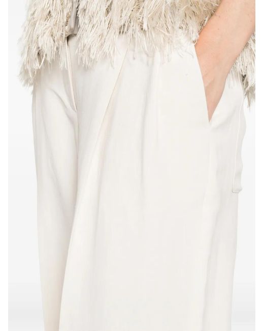 Brunello Cucinelli White Pleated Trousers