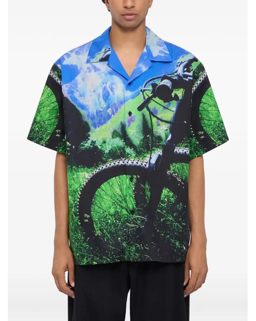 MSGM Blue Chemise À Col Ouvert for men