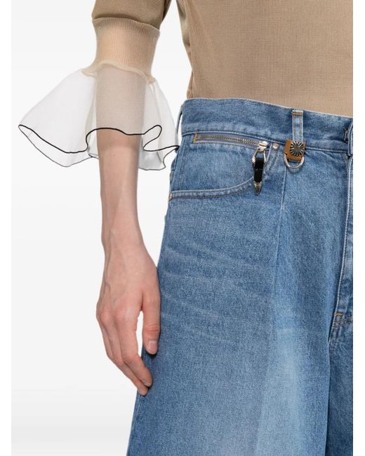 Toga Blue Jean Ample À Design Plissé