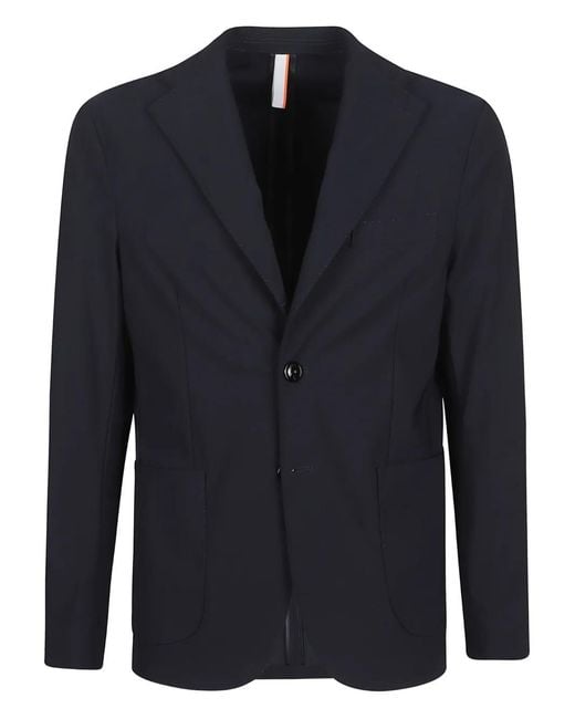 Pmds Blue Notched-Lapel Single-Breasted Blazer for men
