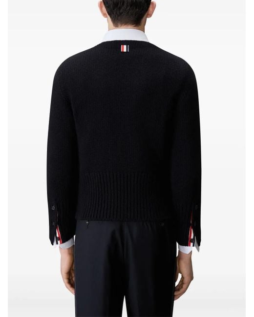 Thom Browne Black Slogan-Print Sweater for men
