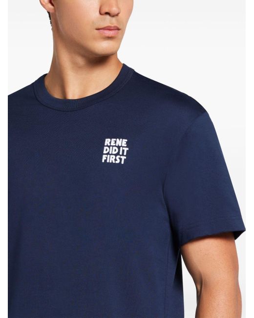 Camiseta con eslogan estampado Lacoste de hombre de color Blue