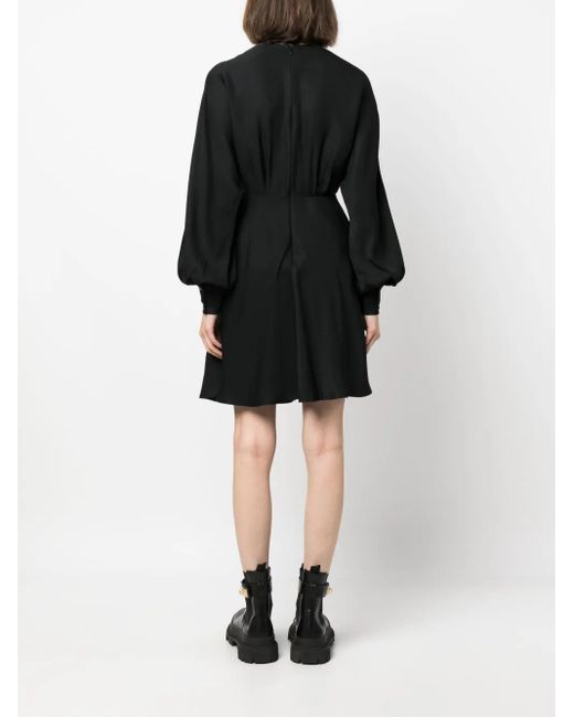 Moschino Black Satin Poet-Sleeve Midi Dress
