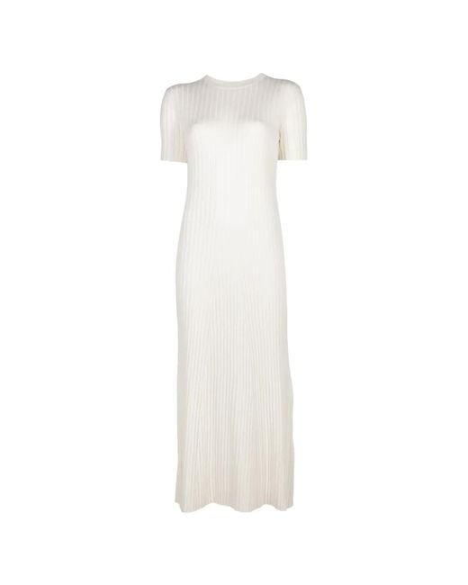 Lisa Yang White Isabela Ribbed Midi Dress