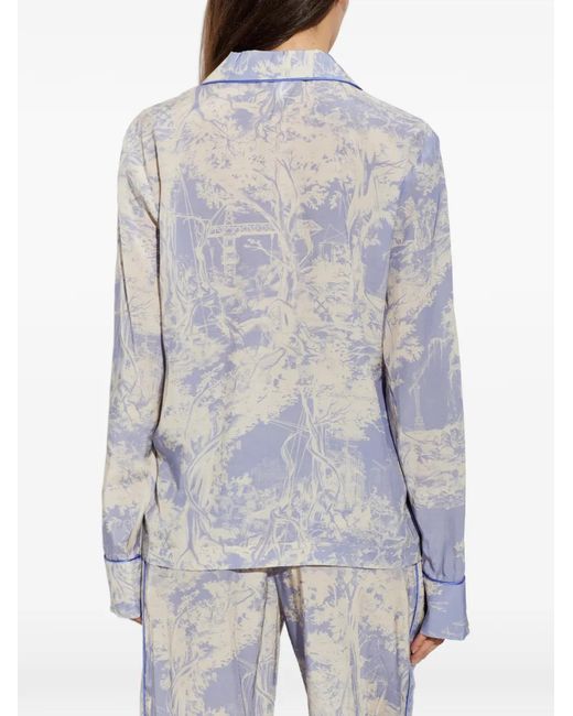 Off-White c/o Virgil Abloh Blue City Graphic-Print Pajama Shirt