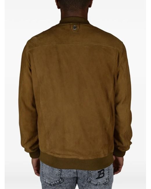 Billionaire Green Suede Bomber Jacket for men