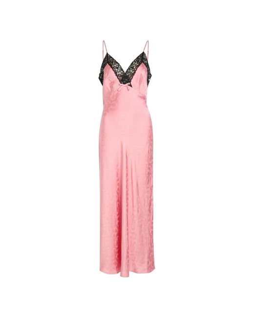 Rixo Pink Alberta Lace-Trim Jacquard Midi Dress