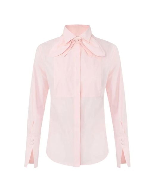 Elisabetta Franchi Pink Cotton Shirt With Bow
