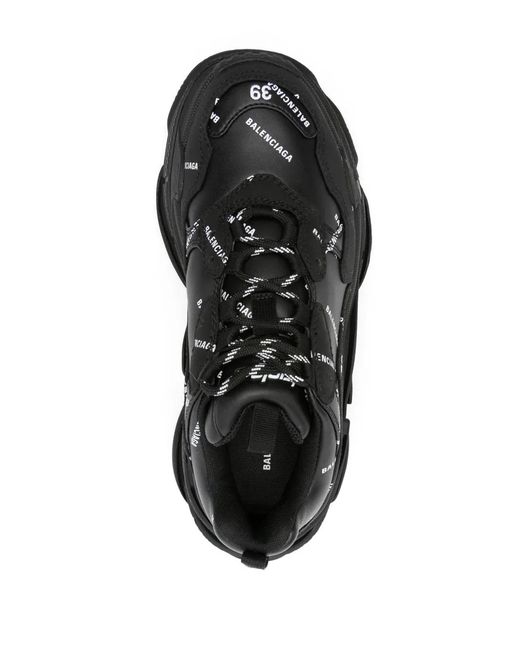 Balenciaga Black Triple S Sneaker Allover Logo