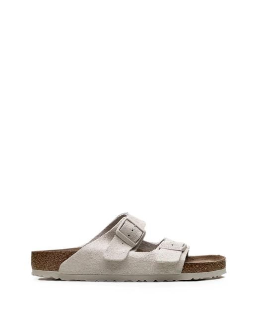 Birkenstock White Arizona Double-Buckle Sandals for men