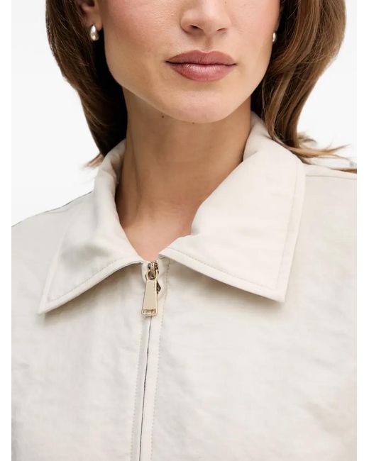 Joseph Ribkoff White Zip-Up Short-Sleeve Top
