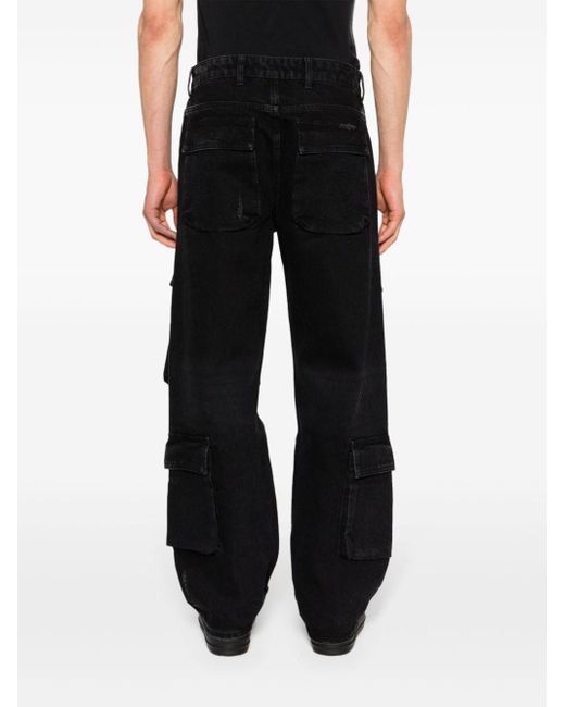 Represent Black Mid-rise Cargo Jeans for men