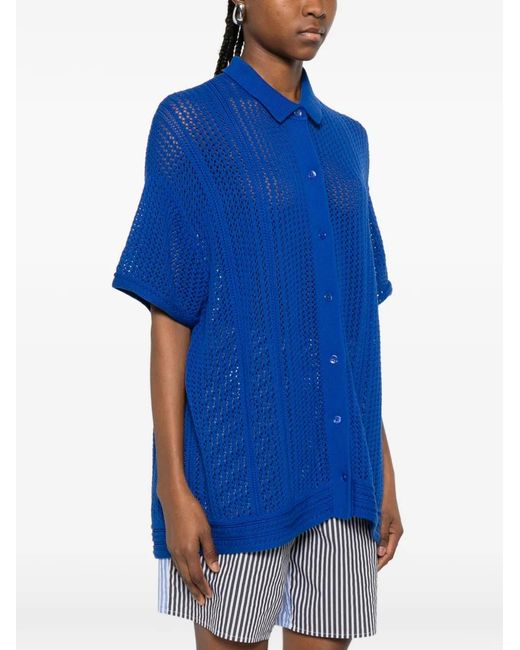 Bompard Blue Open-Work Buttoned Shirt