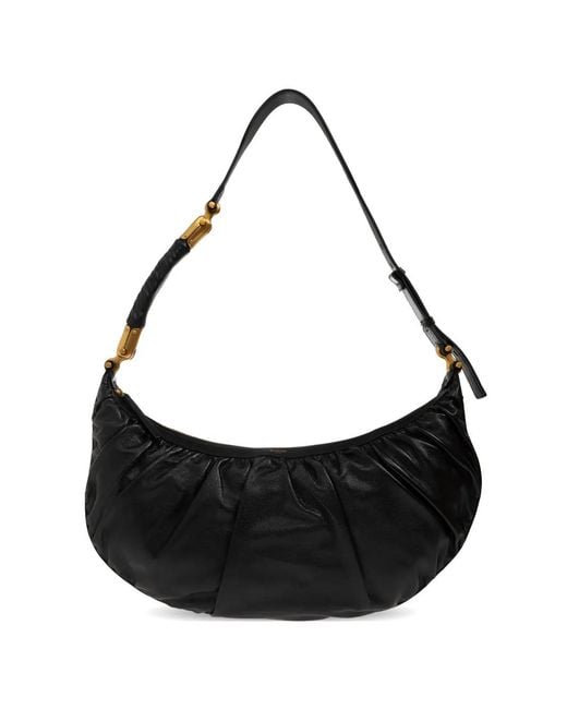 Balmain Black Sac Porté Épaule Ébène À Fronces