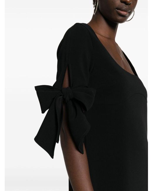 Pinko Black Bow-detailing Square-neck Dress