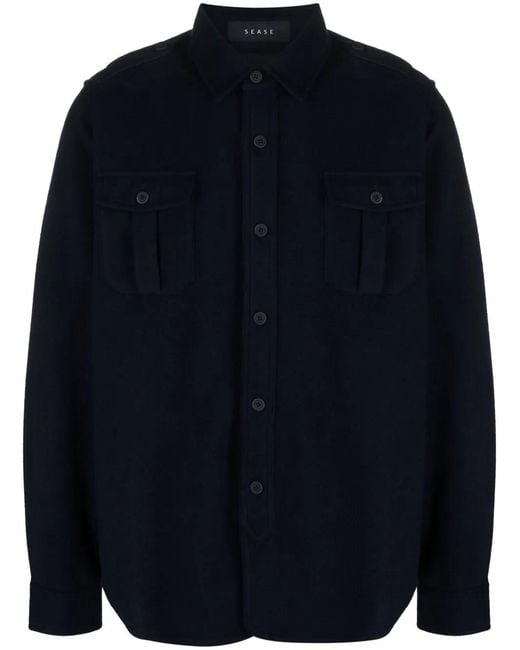Sease Blue Virgin Wool-Blend Shirt Jacket for men