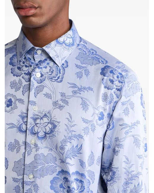 Etro Blue Printed Shirt for men