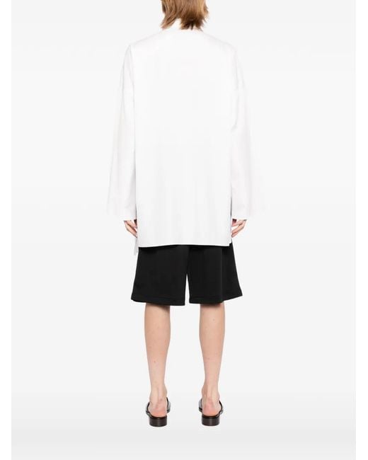 Yohji Yamamoto White Asymmetric-Hem Layered Shirt for men