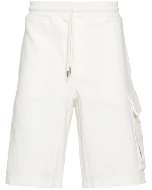 C P Company White Lens-detail Cotton Bermuda Shorts for men