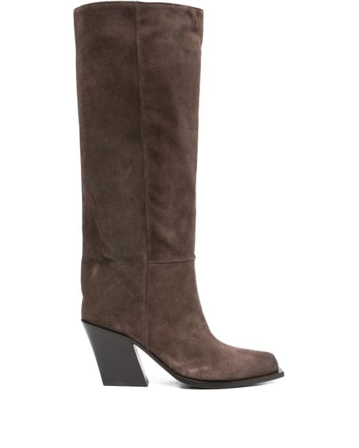 Vic Matié Brown 80Mm Calf-Suede Pointed-Toe Boots