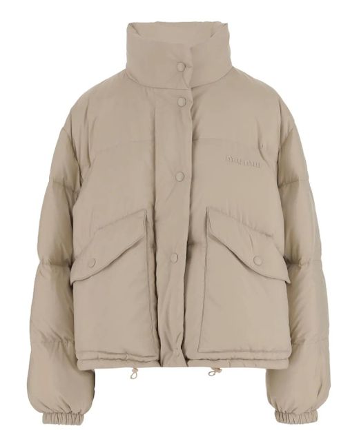 Miu Miu Natural Jacke mit Stehkragen