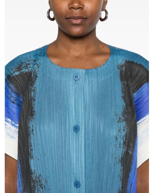 Abito Da Giorno Con Stampa di Pleats Please Issey Miyake in Blue