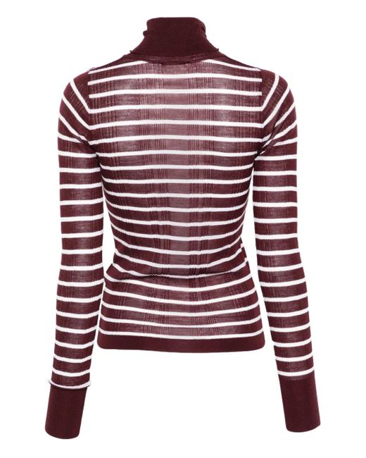 Alysi Red Striped Turtleneck Top