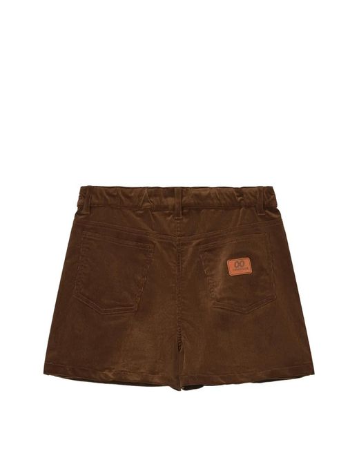 Chocoolate Brown Logo-Patch Corduroy Shorts