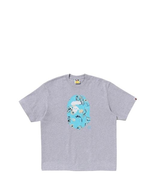 A Bathing Ape Blue Ape Head Vacation-Pattern T-Shirt for men
