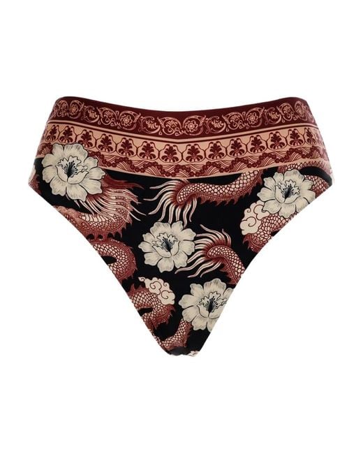 Agua Bendita Blue Dragon-Print Bikini Bottoms