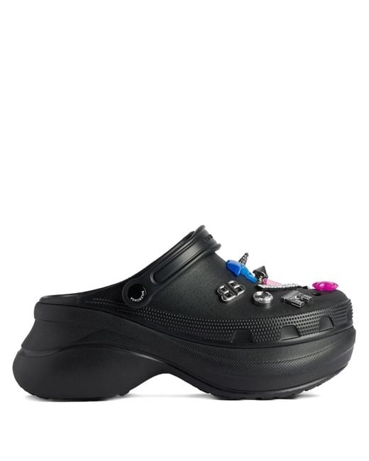 Balenciaga Black Patch-Embellished Clogs