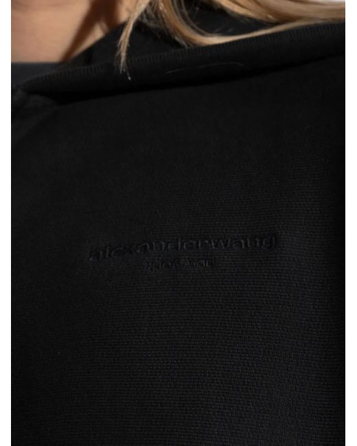 Felpa Con Cappuccio E Zip di Alexander Wang in Black