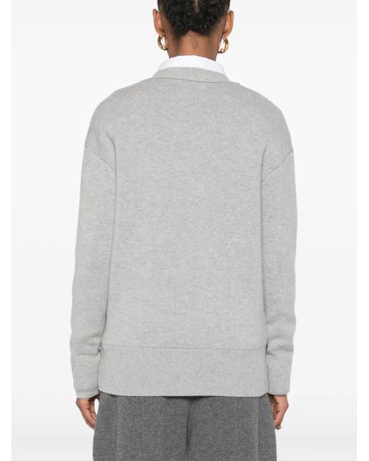 Lisa Yang Gray Amery V-Neck Button-Up Cardigan