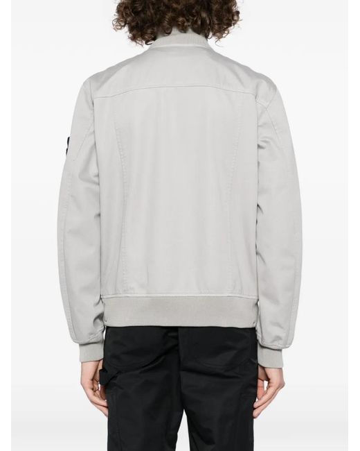 Stone Island Gray Logo-Patch Bomber Jacket for men