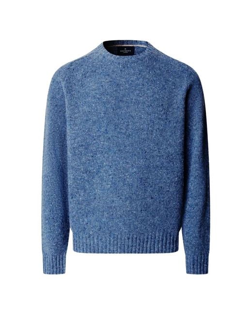 Hackett Blue Crew-Neck Wool Sweater for men
