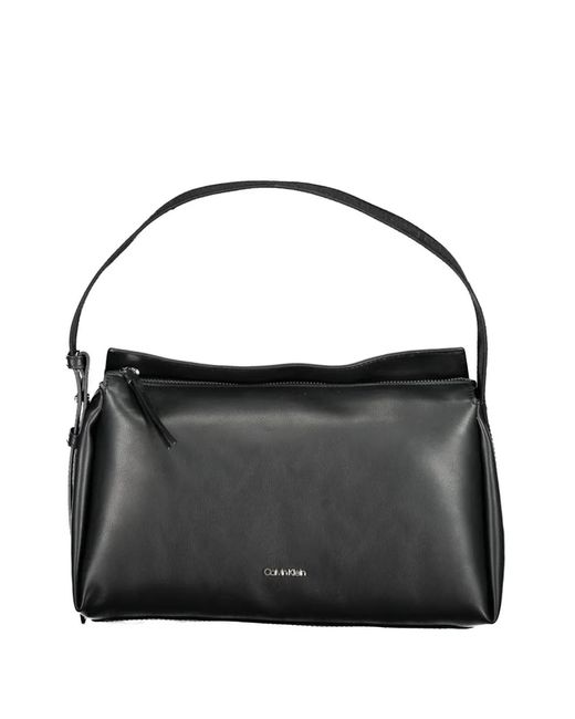 Calvin Klein Black Logo-Jacquard Satchel Tote Bag