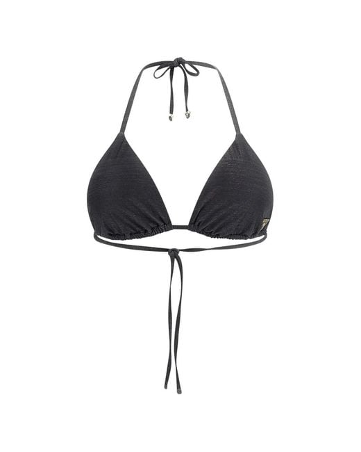 Guess Blue Metallic-Effect Halterneck Bikini Top