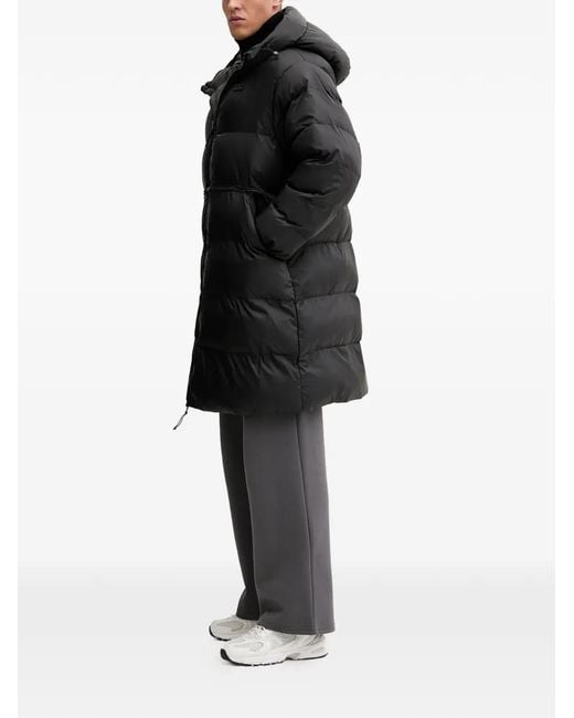 EA7 Black Logo Patch Padded Coat for men