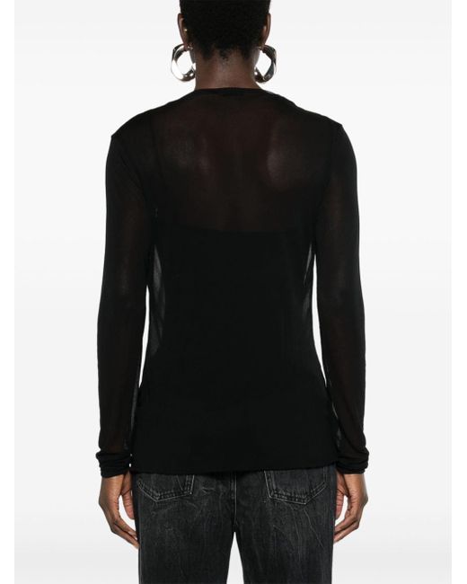 Givenchy Black V-neck Mesh Top