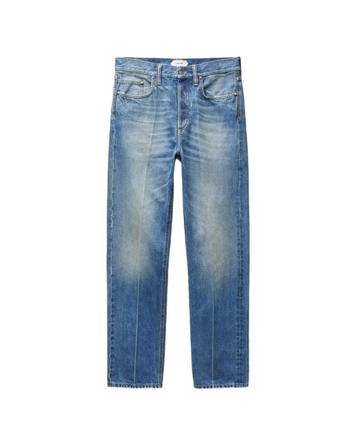 Versace Blue Distressed Straight Jeans for men