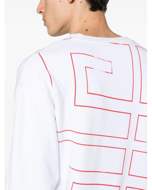 Givenchy White 4G Printed Cotton Sweatshirt for men
